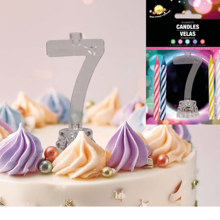 Kaarsenhouder 7 Jaar Led 13cm van Fiestas Guirca koop je bij Partywinkel