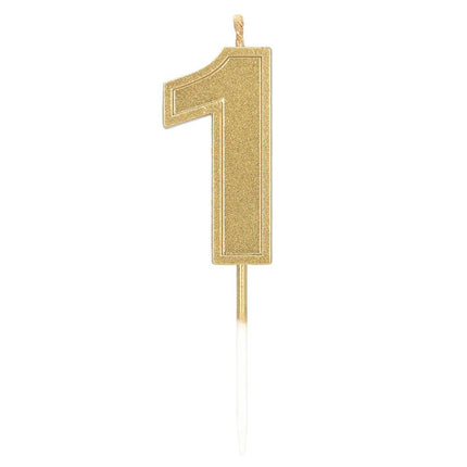 Kaarsje Elegant '1' goud op prikker (3 x 4,2 x 0,7 cm) van Boland koop je bij Partywinkel