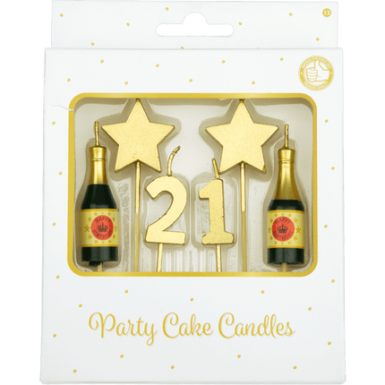 Kaarsjes 21 Jaar Champagne 17,5cm van Paper Dreams koop je bij Partywinkel