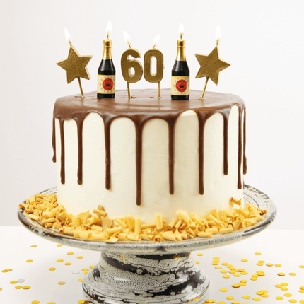 Kaarsjes 60 Jaar Champagne 17,5cm van Paper Dreams koop je bij Partywinkel