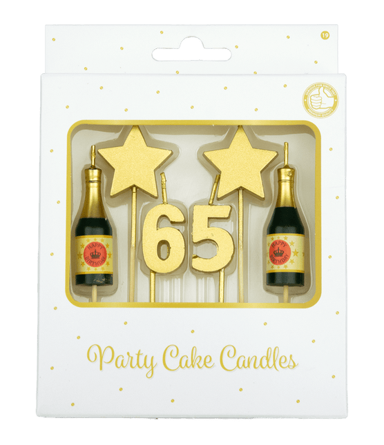 Kaarsjes 65 Jaar Champagne 17,5cm van Paper Dreams koop je bij Partywinkel
