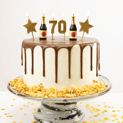 Kaarsjes 70 Jaar Champagne 17,5cm van Paper Dreams koop je bij Partywinkel