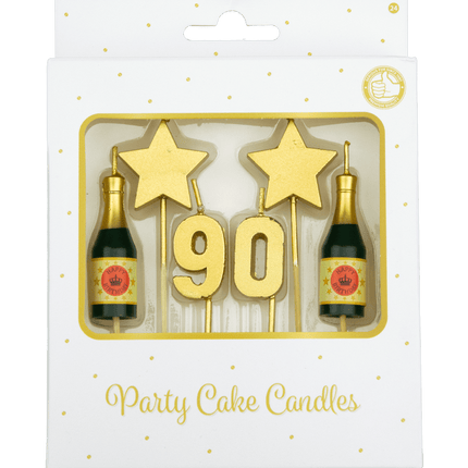 Kaarsjes 90 Jaar Champagne 17,5cm van Paper Dreams koop je bij Partywinkel