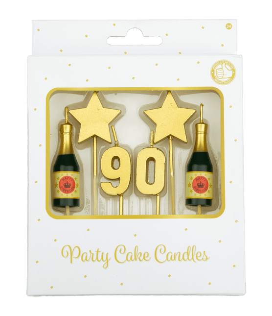 Kaarsjes 90 Jaar Champagne 17,5cm van Paper Dreams koop je bij Partywinkel