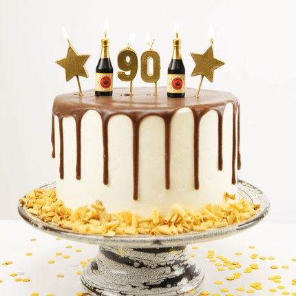 Kaarsjes 90 Jaar Champagne 17,5cm van Paper Dreams koop je bij Partywinkel