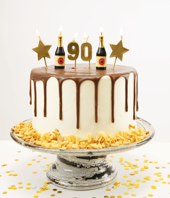 Kaarsjes 90 Jaar Champagne 17,5cm van Paper Dreams koop je bij Partywinkel