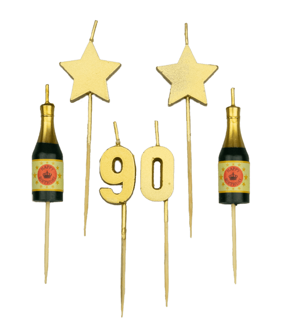 Kaarsjes 90 Jaar Champagne 17,5cm van Paper Dreams koop je bij Partywinkel