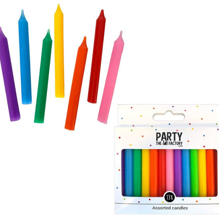 Kaarsjes Gekleurd 8cm 13st van Haza Witbaard koop je bij Partywinkel
