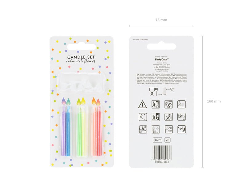 Kaarsjes Meerkleurig 6st van Partydeco koop je bij Partywinkel