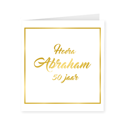 Kaart Abraham 50 Jaar Goud Wit 15cm van Paper Dreams koop je bij Partywinkel
