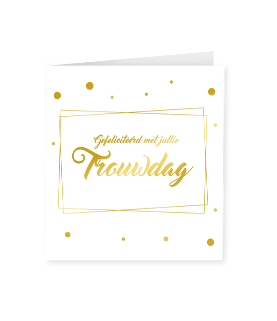 Kaart Trouwdag Goud Wit 15cm van Paper Dreams koop je bij Partywinkel