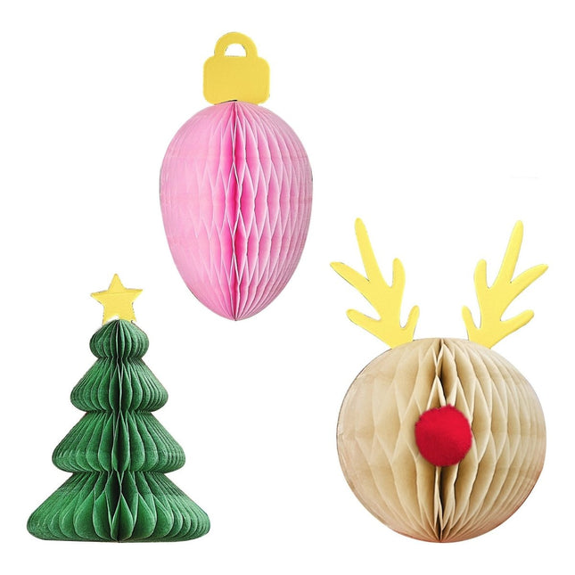 Kerst Honeycombs 3st van Ginger Ray koop je bij Partywinkel