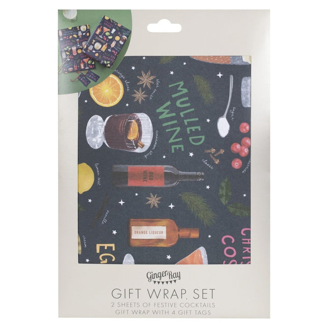 Kerst Inpakpapier Cocktail van Ginger Ray koop je bij Partywinkel