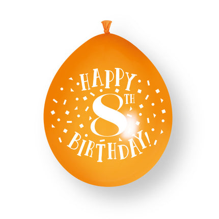 10 stuks Happy 8th Birthday 23cm" latex ballonnen