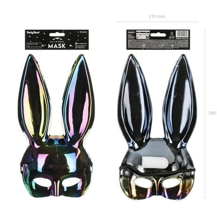 Konijnenoren Masker Zwart Iriserend van Partydeco koop je bij Partywinkel