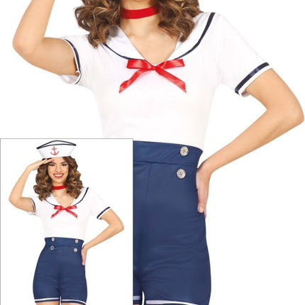 Kostuum Blauw Wit Dames Matroos van Fiestas Guirca koop je bij Partywinkel