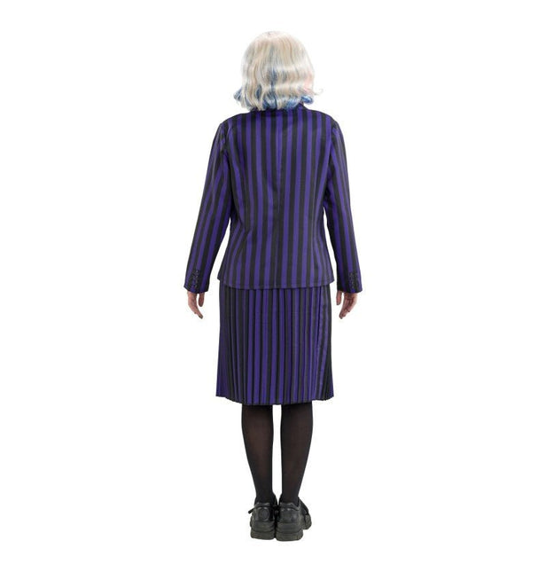 Kostuum Wednesday School Uniform Zwart/Paars van CHAKS koop je bij Partywinkel