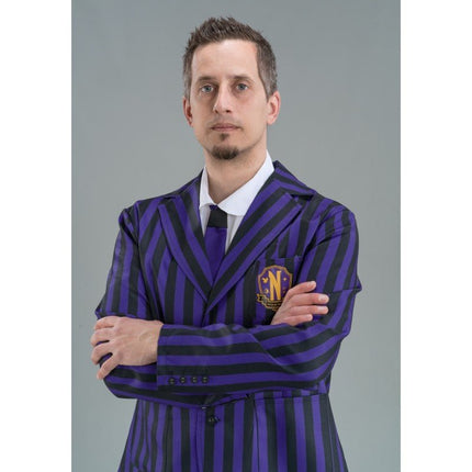 Kostuum Wednesday School Uniform Zwart/Paars Heren van CHAKS koop je bij Partywinkel