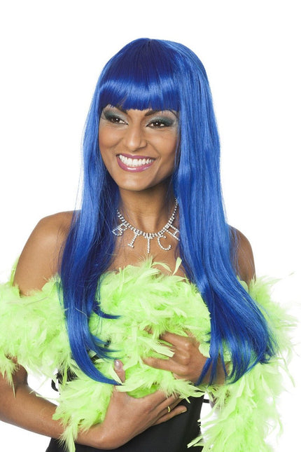 Blauwe Pruik Lange Bobline Deluxe van Wilbers & Wilbers koop je bij Partywinkel