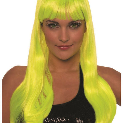 Gele Pruik Lange Bobline Deluxe van Wilbers & Wilbers koop je bij Partywinkel
