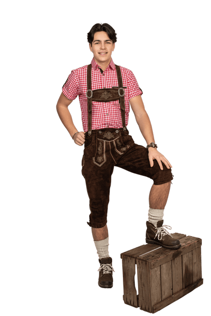 Lederhose Bruin Heren Lang van Haus Huberts koop je bij Partywinkel