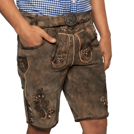 Lederhose Bruin Kort Brixen van Partychimp koop je bij Partywinkel