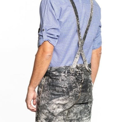 Lederhose Leer Kort Schaduw Zwart en Bretels van Partychimp koop je bij Partywinkel