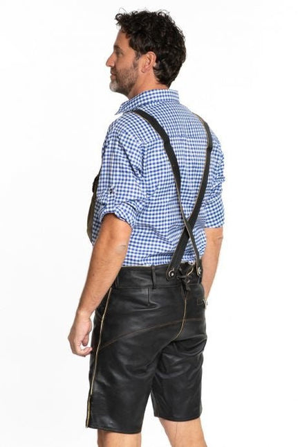 Lederhose Leer Kort Zwart en Riem van Tannhauser koop je bij Partywinkel