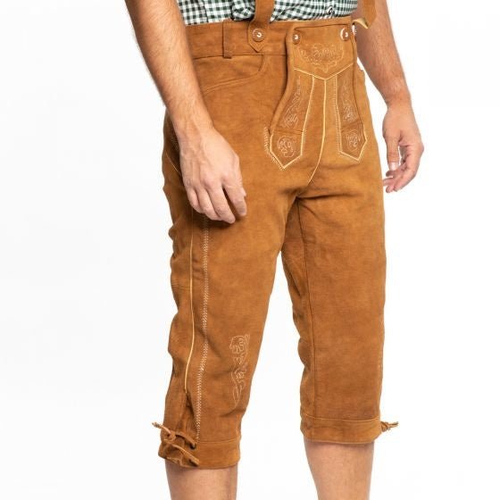 Lederhose Leer Lang Bruin en Bretels van Tannhauser koop je bij Partywinkel