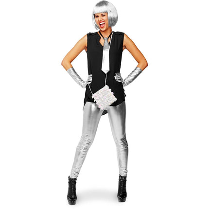 Legging Metallic Zilver Effen van Folat koop je bij Partywinkel