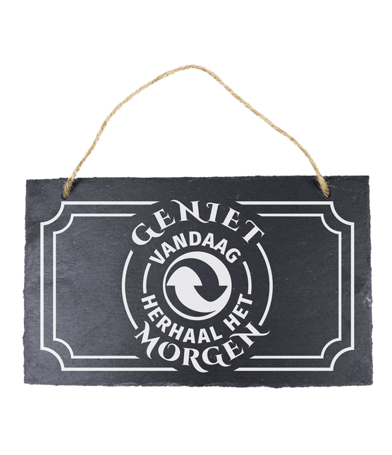 Leisteen Bordje Geniet Vandaag 25cm van Paper Dreams koop je bij Partywinkel