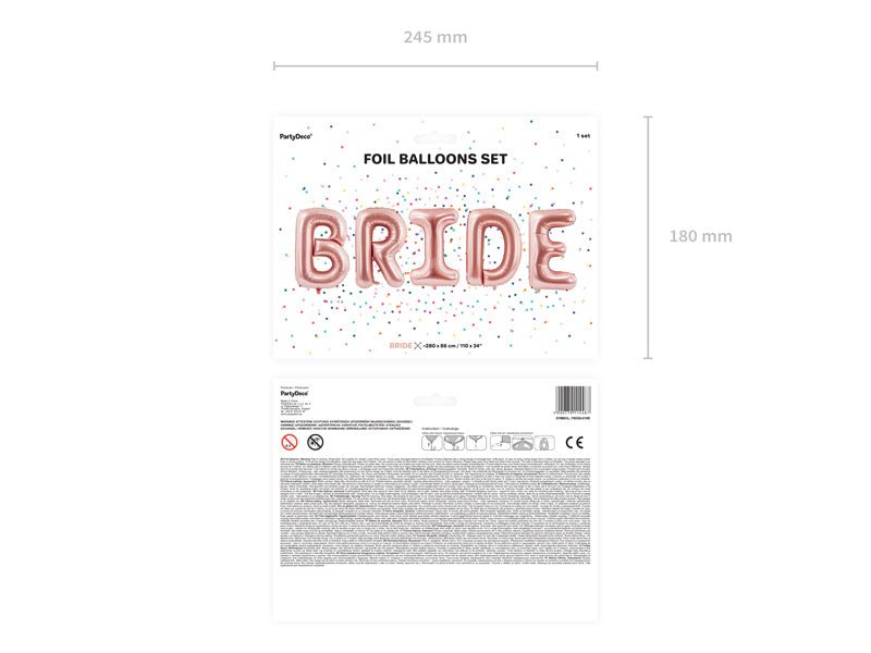 Letterballon Set Bride Rose Goud Leeg 2,8m van Partydeco koop je bij Partywinkel