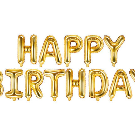 Letterballon Set Happy Birthday Goud Leeg 3,4m van Partydeco koop je bij Partywinkel