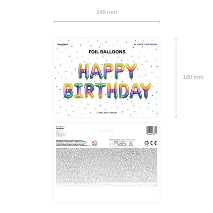 Letterballon Set Happy Birthday Regenboog Leeg 3,4m van Partydeco koop je bij Partywinkel