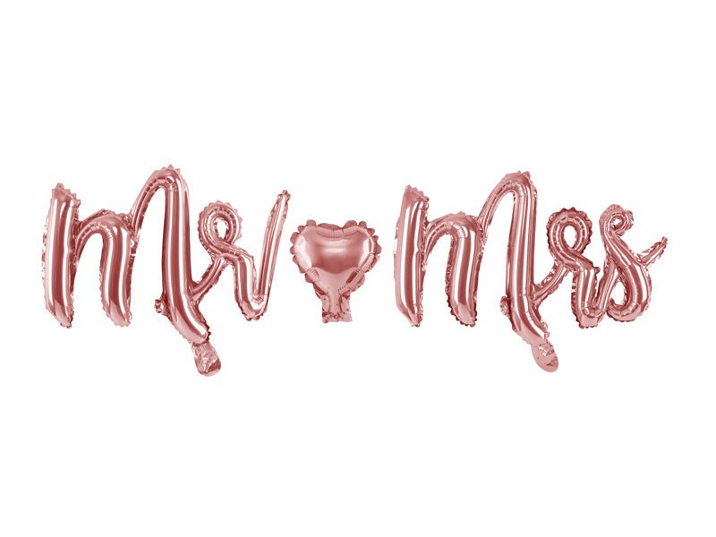 Letterballon Set Mr Mrs Rose Goud Leeg 1,25m van Partydeco koop je bij Partywinkel