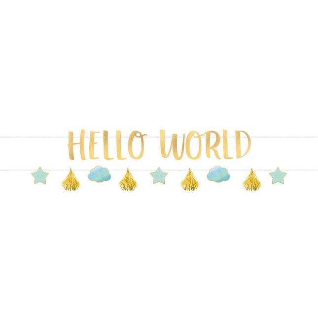 Letterslinger Hello World Jongen 1,7m van Riethmueller koop je bij Partywinkel