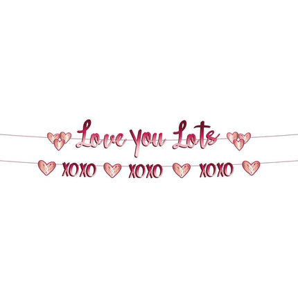 Rood Roze Letterslinger Love You Lots 1,50m 2st van Folat koop je bij Partywinkel