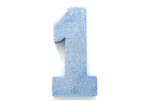Lichtblauw Tafeldecoratie Cijfer 1 Glitter 20,5cm van WeFiesta koop je bij Partywinkel