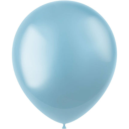 Lichtblauwe Ballonnen Metallic Sky Blue 33cm 100st van Folat koop je bij Partywinkel