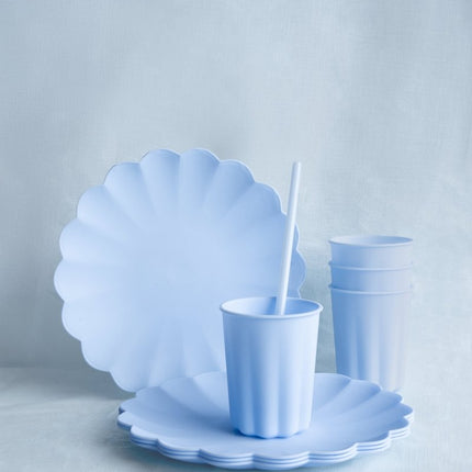 Lichtblauwe Rietjes Plastic 23cm 12st van Partydeco koop je bij Partywinkel