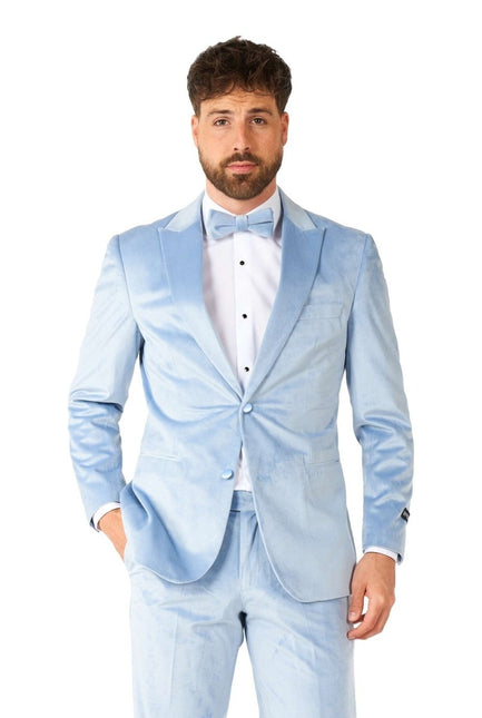 Lichtblauwe Velvet Smoking Heren OppoSuits van OppoSuits koop je bij Partywinkel