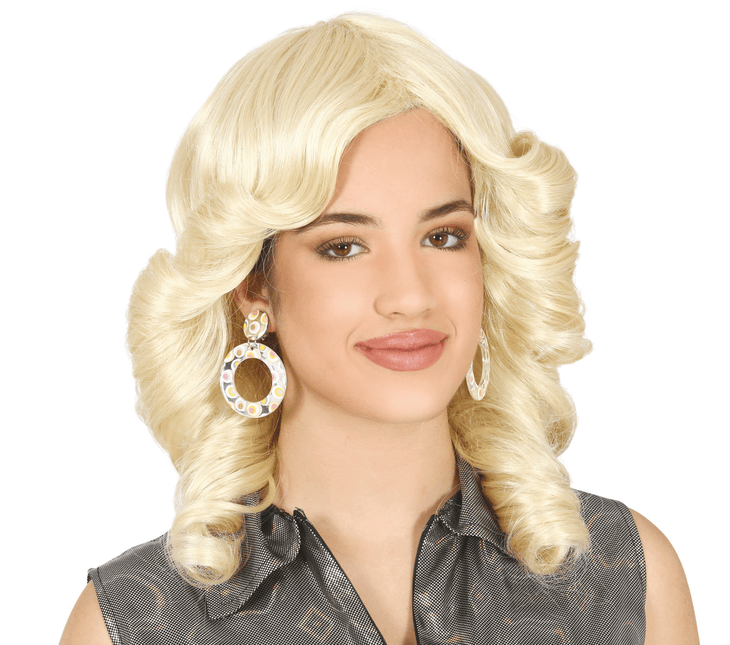 Lichtblonde Pruik Krullen van Fiestas Guirca koop je bij Partywinkel