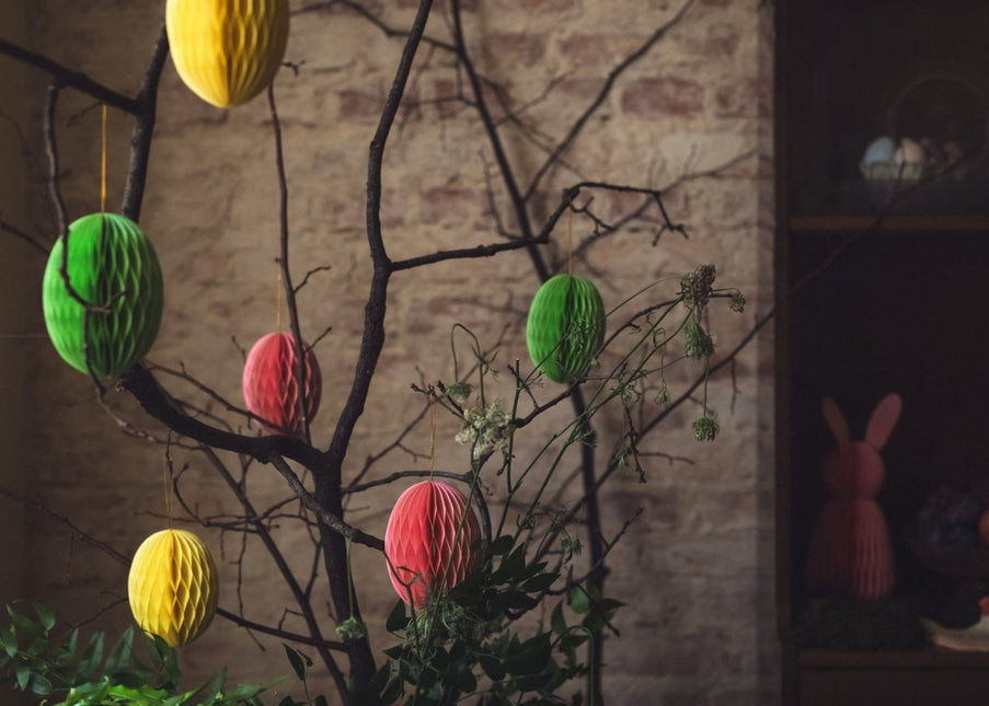 Lichtgroene Honeycomb Paasei 12cm van Partydeco koop je bij Partywinkel