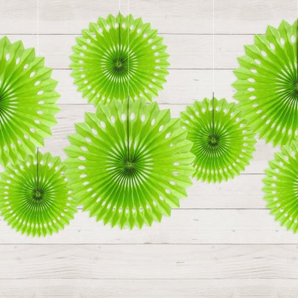 Lichtgroene Papieren Waaiers 20cm 3st van Partydeco koop je bij Partywinkel