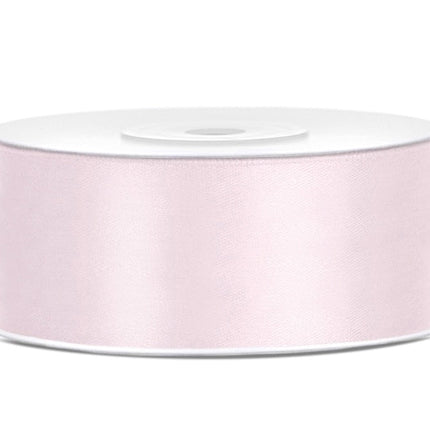 Lichtroze Satijn Lint 25mm 25m van Partydeco koop je bij Partywinkel