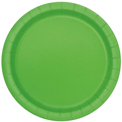Lime Groene Borden Rond 23cm 16st van Unique koop je bij Partywinkel