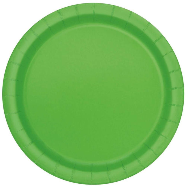 Lime Groene Borden Rond 23cm 16st van Unique koop je bij Partywinkel