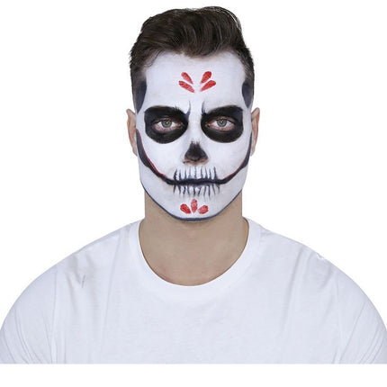 Make - Up Set Day Of The Dead Zwart Rood 8 delig van Fiestas Guirca koop je bij Partywinkel