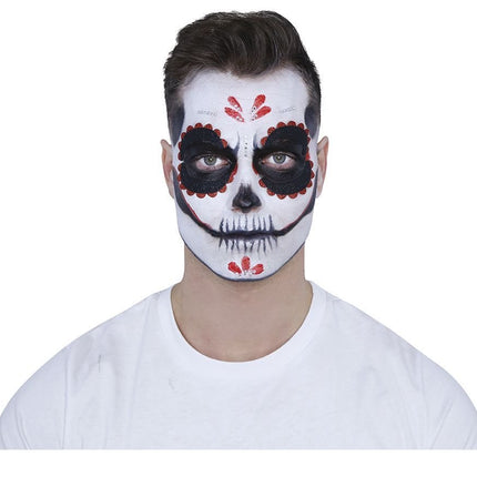 Make - Up Set Day Of The Dead Zwart Rood 8 delig van Fiestas Guirca koop je bij Partywinkel