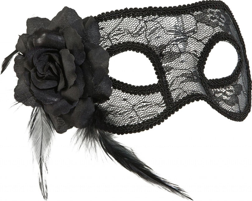 Masker met kant zwart van Orlob koop je bij Partywinkel
